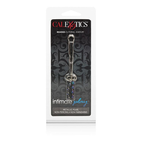 Зажим на клитор с чёрными перламутровыми камнями California Exotic Novelties Intimate Play Beaded Clitoral Jewelry Black SE-2621-00-2