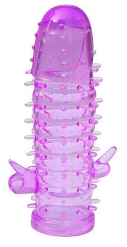 Фиолетовая насадка на пенис с клиторальным отростком Erokay Clitor Lover EK-2216PR