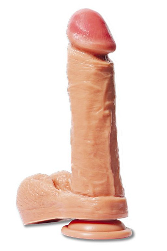 Силиконовый фаллоимитатор телесного цвета с двойной структурой материала Real RM10036