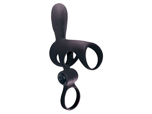 Чёрная эрекционная насадка с вибропулей Adrien Lastic Spartakus 33479