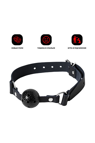 Чёрный кляп-шарик с отверстиями на регулируемом ремешке Штучки-дрючки 690208