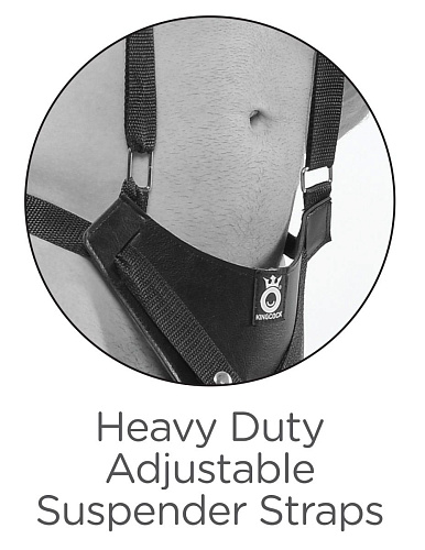 Страпон-система с чёрной насадкой Pipedream 11 Two Cocks One Hole Hollow Strap-On Suspender System PD5645-23 (30,5 см)
