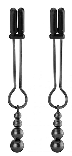 Чёрные зажимы на соски Shots Media BV Teasing Nipple Clamp OU143BLK