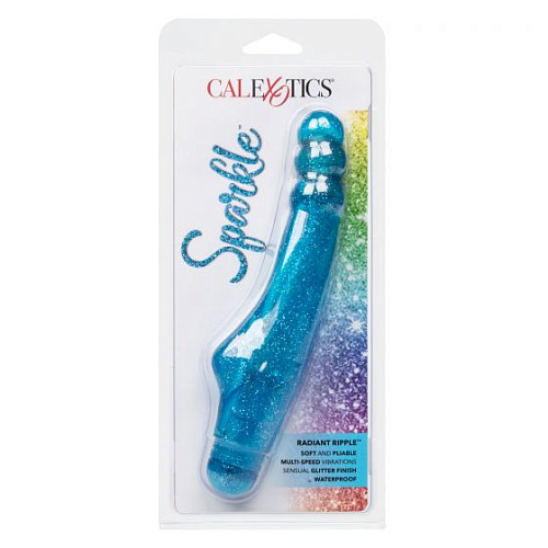 Голубой вибратор с блёстками California Exotic Novelties Radiant Ripple SE-0795-60-2 (17,7 см)