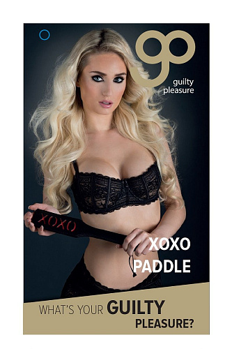 Чёрный пэддл с красной надписью Blush Novelties «XOXO» Paddle 520014 (32 см)