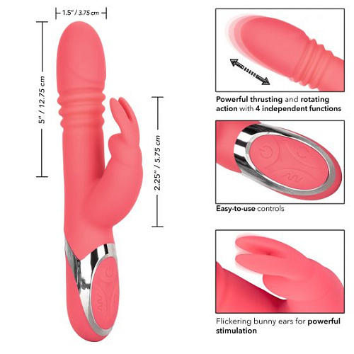 Коралловый вибромассажёр-кролик с поступательными движениями California Exotic Novelties Enchanted Exciter SE-0649-20-3
