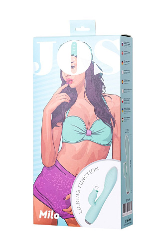 Мятный вибратор с клиторальным стимулятором JOS MILO 783029 (20 см)