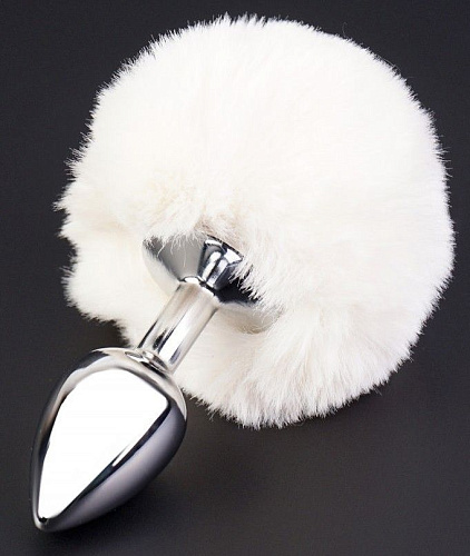 Серебристая анальная втулка с пушистым белым хвостом Сумерки богов 503-06 BX DD