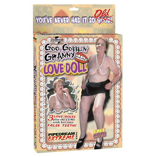 Надувная секс-кукла телесного цвета в виде старушки со вставной челюстью Pipedream Goo Gobblin Granny Love Doll RD150