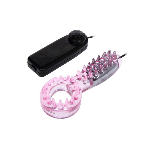 Нежно-розовое эрекционное кольцо с вибратором Baile BI-014053-0101