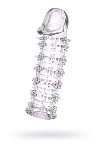 Гелевая прозрачная насадка с шипами ToyFa 818031-1 (12 см)