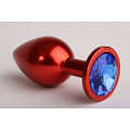 Красная анальная пробка с синим стразом 4sexdreaM 47108 (8,2 см)