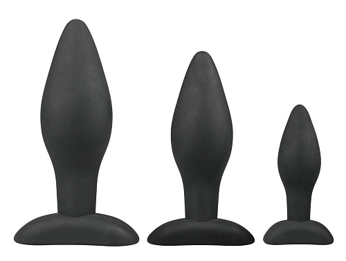 Набор из 3 анальных пробок чёрного цвета EDC Wholesale Rocket Plug Set ET196BLK