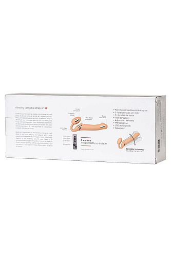 Телесный безремневой вибрострапон Strap-on-me Silicone Bendable Strap-On M 6013892
