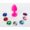 Розовая большая силиконовая пробка с 7 сменными стразами 4sexdreaM 47470 (9,5 см)