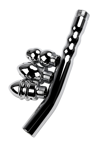 Металлический анальный душ с тремя насадками ToyFa 717128