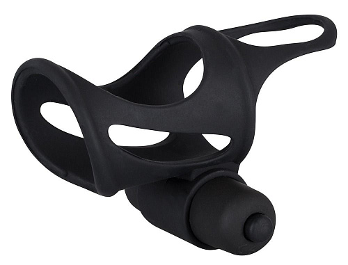 Чёрная насадка на пенис с вибропулей Orion BLACK VELVETS 0582280