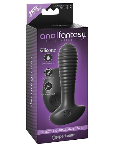 Чёрный анальный вибромассажёр на пульте ДУ Pipedream Remote Control Anal Teaser PD4786-23 (11,9 см)
