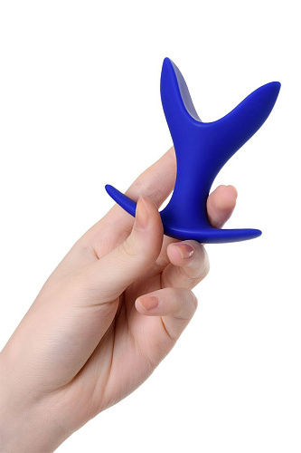 Синяя силиконовая расширяющая анальная пробка ToyFa Bloom 357005 (8,5 см)