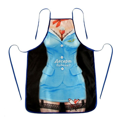 Чёрно-голубой сувенирный фартук Сима-Ленд «Десерт будете?» 838320