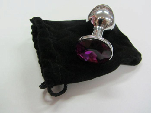 Анальная пробка с фиолетовым кристаллом Anal Jewelry Plug BUTT PLUG Small SM-04 (7 см)