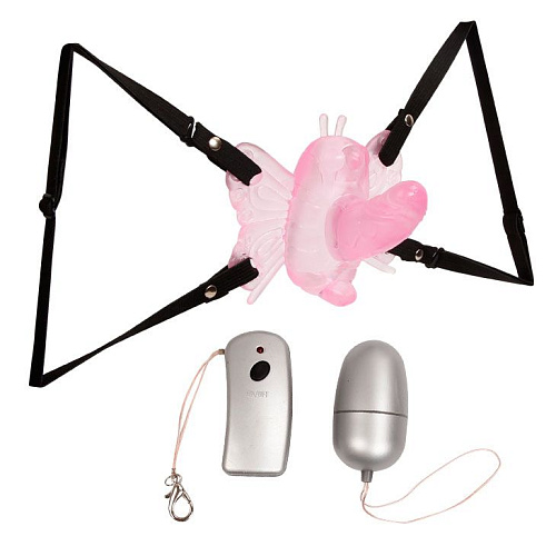 Бабочка розового цвета для клитора с беспроводным управлением Baile BW-014035A-0101