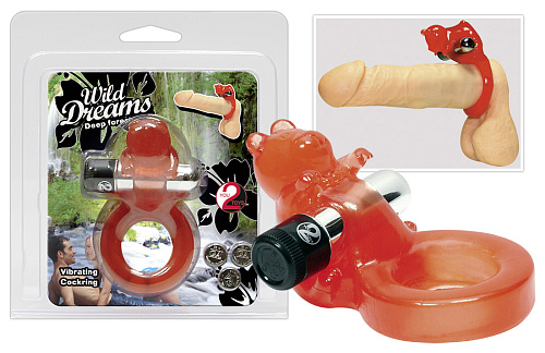 Красное эрекционное кольцо-мишка с вибрацией Orion 0560243