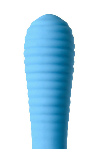 Голубой мини-вибратор с рёбрами S-HANDE MINI 2 SHD-050-2B (11,8 см)