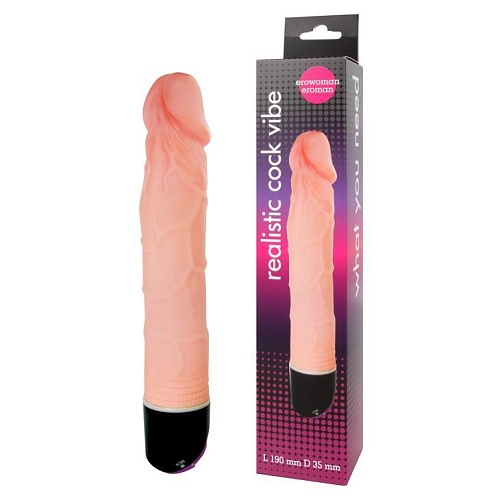 Реалистичный фаллоимитатор с ротацией телесного цвета Bior toys Realistic Cock Vibe EE-10061 (23,5 см)
