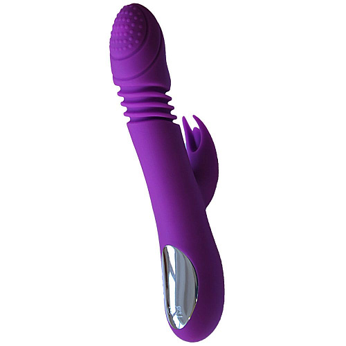 Фиолетовый вибромассажёр с ротацией и нагревом RestArt Flamingo RA-316 (23,5 см)