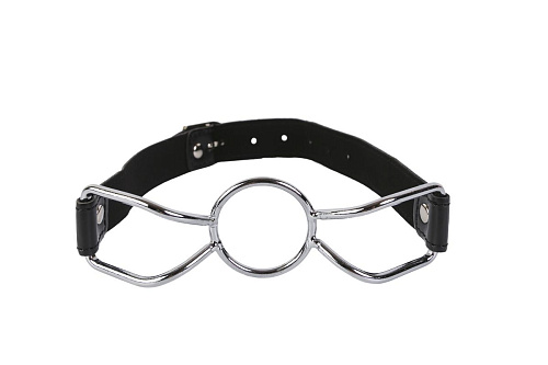 Металлический расширитель для рта на чёрных ремешках Пикантные штучки DP042