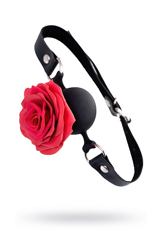 Чёрный кляп на регулируемых ремешках Штучки-дрючки «Розочка» 690219