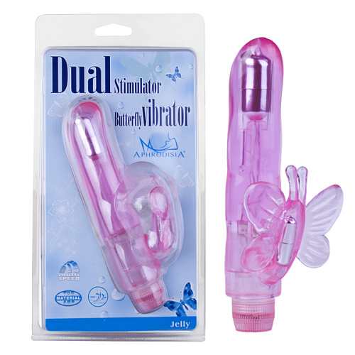 Розовый вибростимулятор Howells Dual Stimulator Butterfly 83058-pink