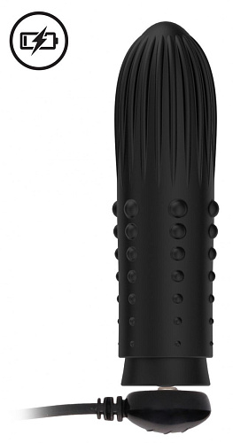 Чёрная вибропуля Shots Media BV Turbo Rechargeable Bullet Lush ELE011BLK (9,8 см)