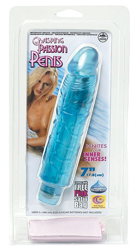 Голубой вибромассажёр NMC GRASPING PASSION PENIS 7 BLUE 111038 (17,8 см)