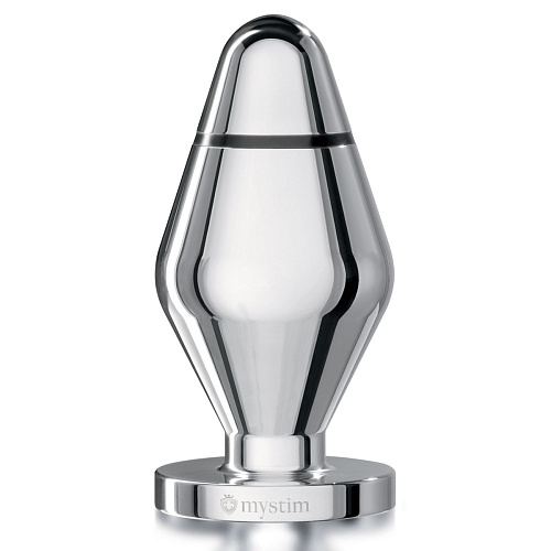 Серебристый анальный электростимулятор размера XXL MyStim Giant John 46230 (16 см)