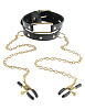 Чёрный с золотом ошейник с зажимами на соски Pipedream Gold Collar and Nipple Clamps PD3979-23