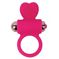 Розовое эрекционное виброкольцо с сердечком Bior toys ST-40133