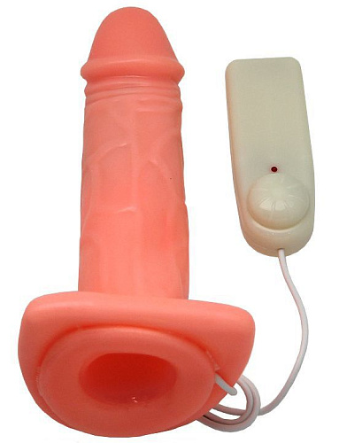 Полый страпон унисекс телесного цвета с вибрацией Eroticon 30045 (19 см)