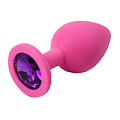 Розовая силиконовая пробка с фиолетовым кристаллом 4sexdreaM 47130 (8,2 см)