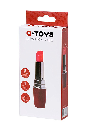 Красный мини-вибратор в форме губной помады A-toys Lipstick Vibe 761046