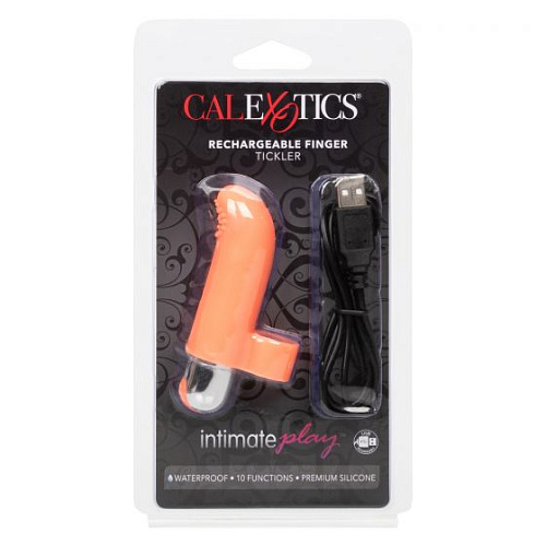 Оранжевая пулька-насадка на палец California Exotic Novelties Finger Tickler SE-1705-00-2 (8,25 см)