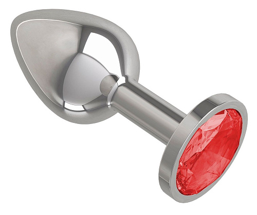 Серебристая анальная втулка с красным кристаллом Сумерки богов 513-04 red-DD (7 см)