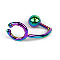 Радужное эрекционное кольцо с анальным плагом House of steel Rainbow Horse Shoe Ring with 40mm Diameter Ball CB843-S