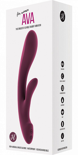 Розовый вибратор с клиторальным отростком Shots Media BV Ava JIL007PNK (22 см)