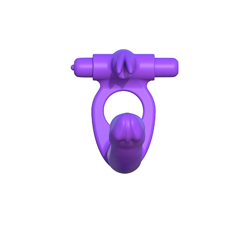 Фиолетовое эрекционное кольцо для двойного проникновения Pipedream Silicone Double Penetrator Rabbit PD5819-12