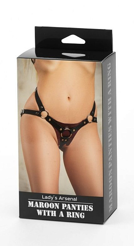 Бордовые трусики для страпона с замшевыми ремешками БДСМ арсенал Ladys Arsenal 67022ars