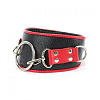 Чёрно-красный кожаный ошейник с кольцом БДСМ арсенал 55031