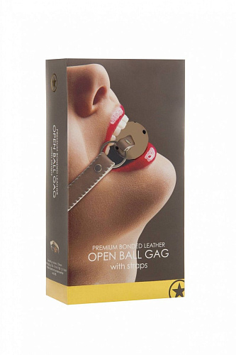 Коричневый пластиковый кляп-шар на кожаных ремешках Shots Media BV OU164BRN-M