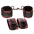 Комплект манжет для рук и ног с красным принтом на чёрных ремнях California Exotic Novelties Universal Cuff Set SE-2712-21-3